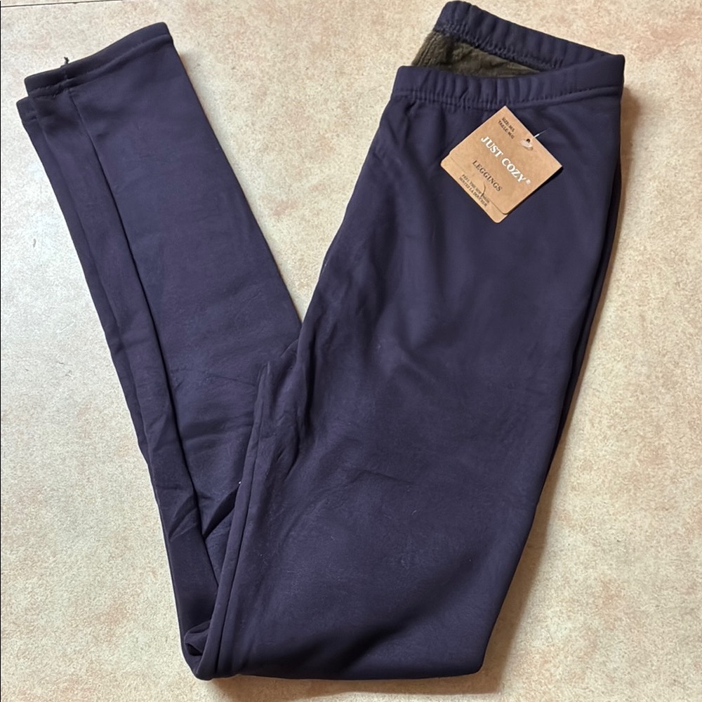 NWT Just Cozy Navy Faux Fur Lined Leggings